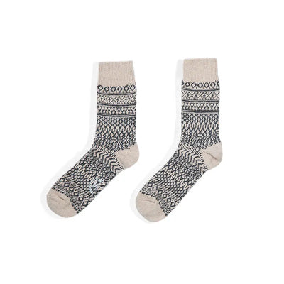 Maden Amekaji Crew Socks Vintage Patterns Winter Men’s Knitted Socks Thicken Warm Men Retro Style Fashion For Snow Boots 2023