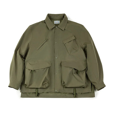 Maden Men's Urban Outdoor Large Pockets Green Jackets Amekaji Camping Loose Casual Lapel Jacket Windbreak Hiking Coats