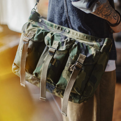 Maden Vintage Men's Tactical Crossbody Bag Camouflage Cotton Messenger Bag Large Capacity Outdoor Jungle Training Shoulder Pack