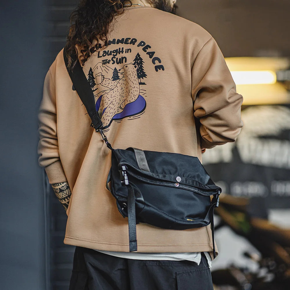 Maden Casual 3D Letter Print Illustration Pattern Design Sweater Loose Round Neck Long Sleeve for Top Men's Spring And Autumn