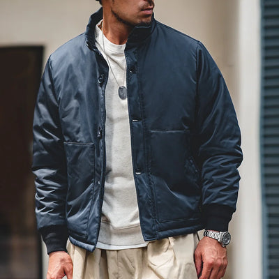Maden Men's Improved A1 Bomber Jacket Stand-up Collar Thickened Cotton-padded Clothes Winter Windproof Warm Single-breasted Coat