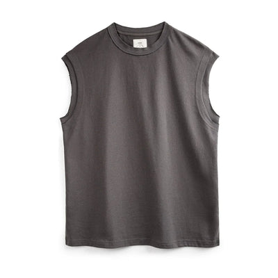 Maden Heavyweight Knitted Broad Shoulder Vest Sports Cotton Solid Sleeveless T-shirt for Men's Summer Tops Tee