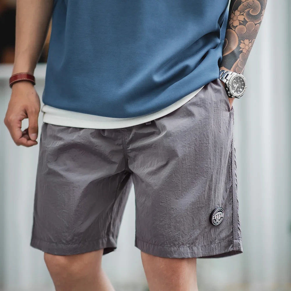 Maden Outdoor Men's Quick-Dry Shorts Lightweight Casual Elastic Waist Drawstring Shorts Loose Fit Running Contrast Summer Shorts