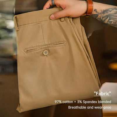 Maden Cotton Casual Pants Men American vintage Style Male Twill Slim Fit Stretch Pencil Trouser Autumn Amekaji Clothing Khaki