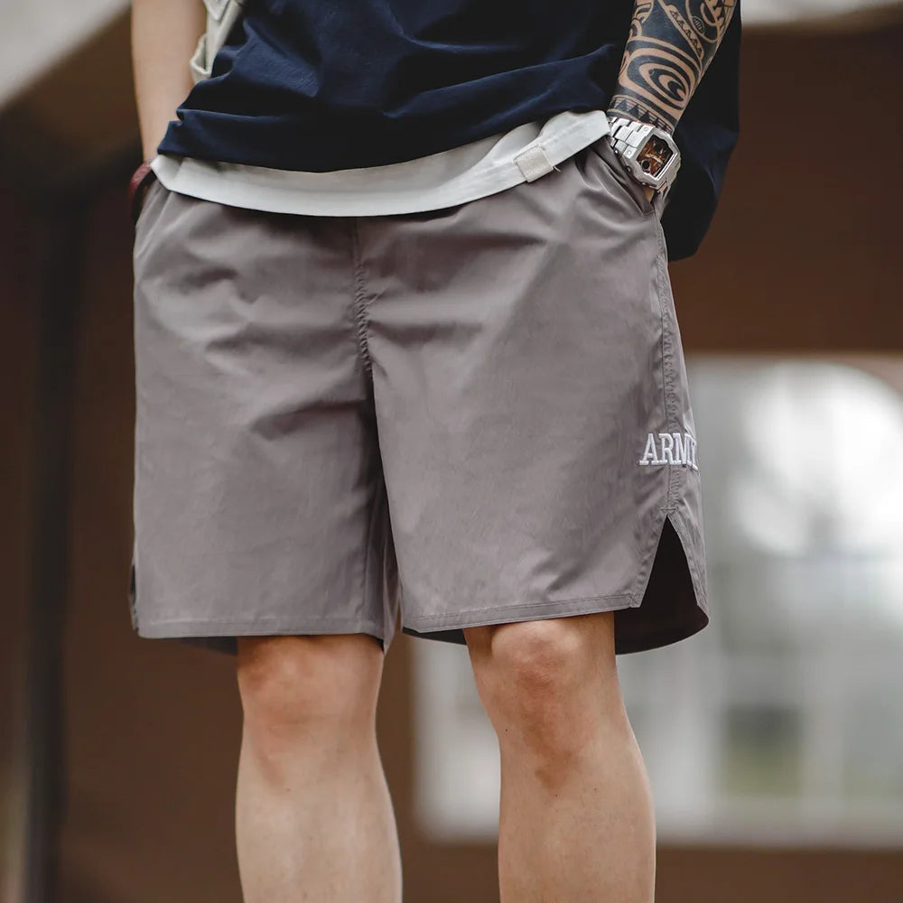 Maden Retro Training Sports Shorts with Thin Letter Embroidered Straight Shorts for Men's Summer Fashion Pants