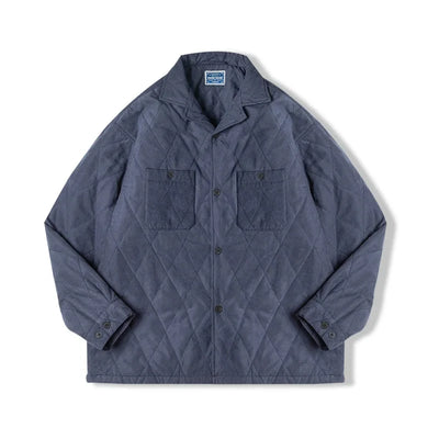 Maden Retro Diamond Plaid Quilted Cotton Jacket for Men Double-sided Peach Skin Fabric Winter Thickened Warm Coat Soft Thermal