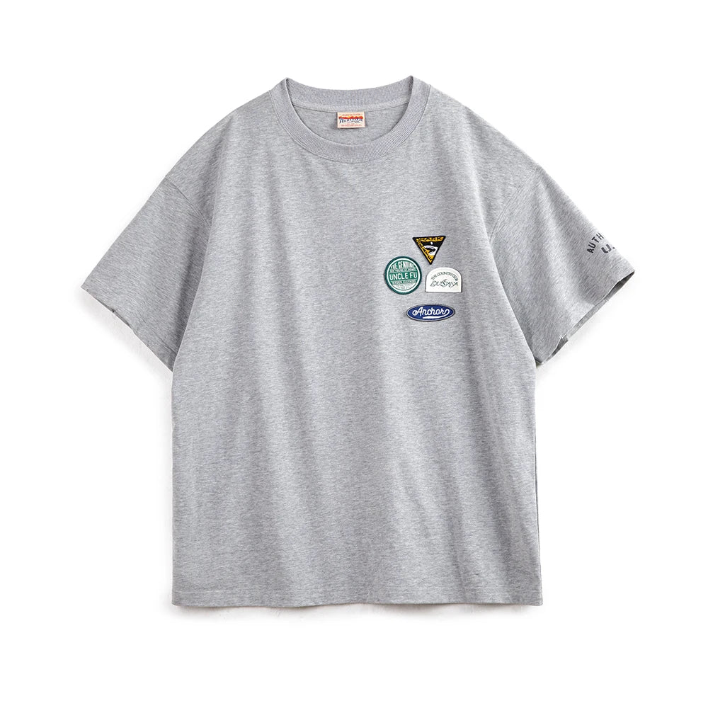 Maden New Casual Embroidered Badge Design Short-sleeved T-shirt with Pure Cotton Round Neck Tee for Men's Summer Tops
