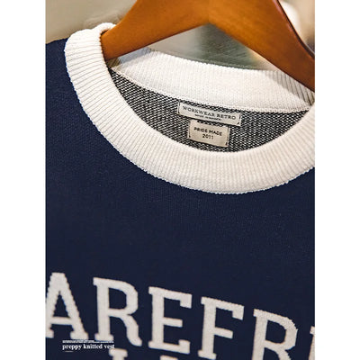 Maden Round-neck Casual Knitted Vest for Men Academy Style Spring and Autumn Streetwear Sleeveless Vest Letter Printed Pullover