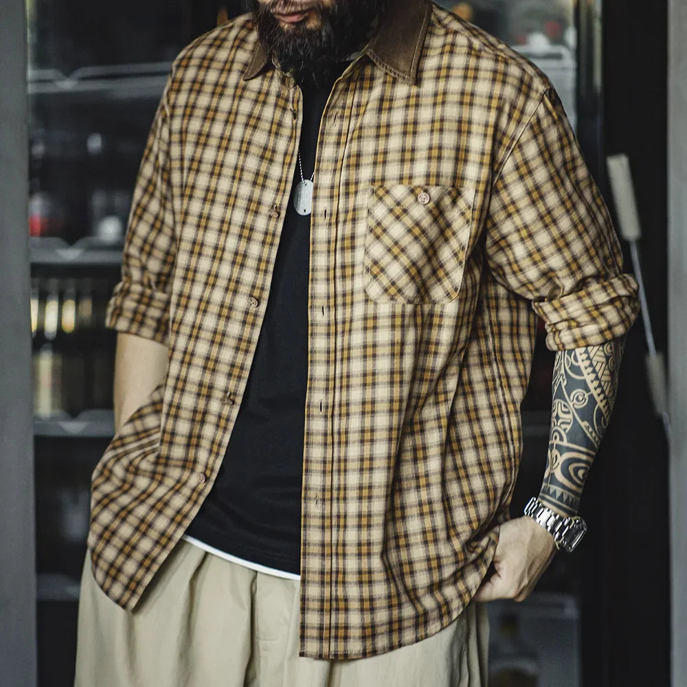 Camisa Traff Vintage de Diseño con Solapa de Pana