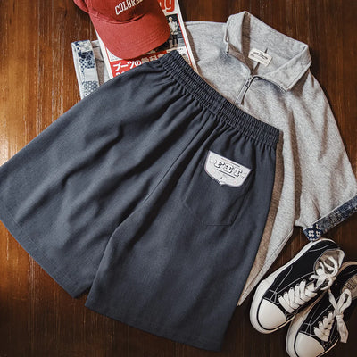 Maden Casual Solid Color Suit Shorts Men Summer Lightweight Office Shorts Elastic Waist Pockets Versatile Chino Business Bottoms
