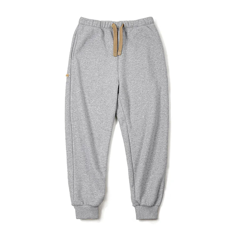 Maden Autumn and Winter Thickened Polar Fleece Sweatpants for Men Soft and Comfortable Pants Adjustable Woven Belt Totem Buttons