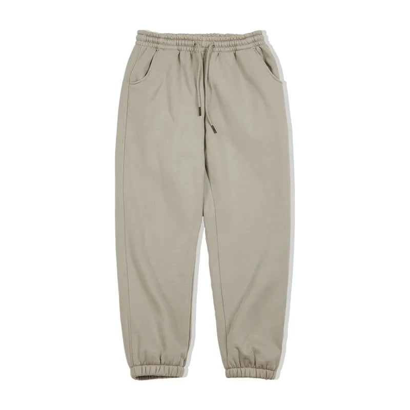 Maden Winter Fleece Sweatpants for Men Warm and Comfortable Solid Color Pants Drawstring Casual Trousers Men's Gray Pants