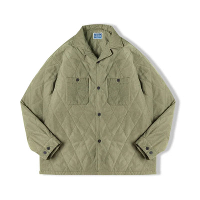 Maden Retro Diamond Plaid Quilted Cotton Jacket for Men Double-sided Peach Skin Fabric Winter Thickened Warm Coat Soft Thermal