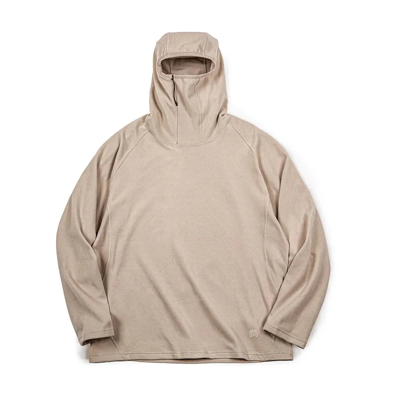 Maden 2024 Autumn Winter Men's Reversible Brushed Fleece Gorpcore Hoodies Amekaji Outdoor Riding High Neck Ninja Mask Sweatshirt