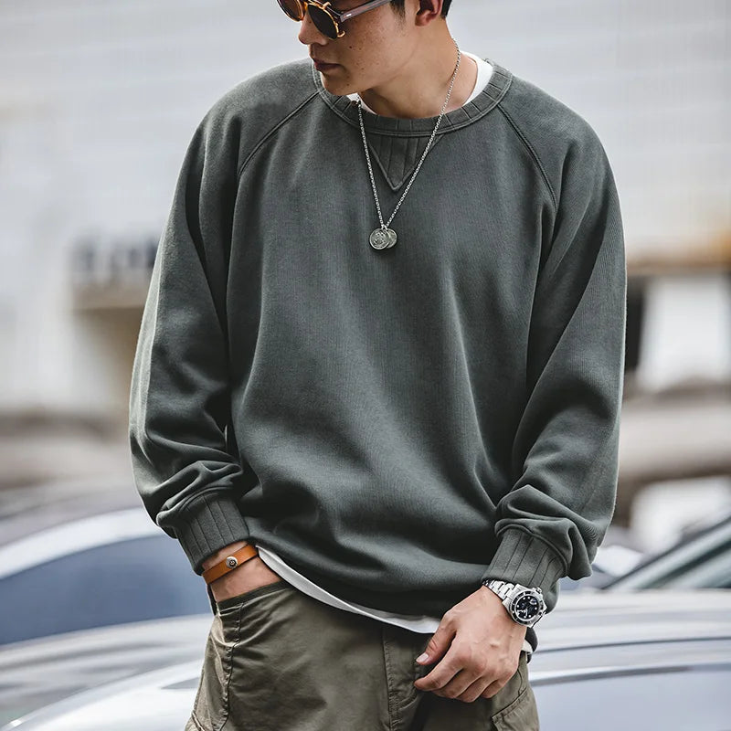 Maden Vintage Men's Hoodies Sweatshirt Oversize Male Loose Cotton Solid Thicken Warm Sweatshirts Casual Knitting Hoodied Clothes