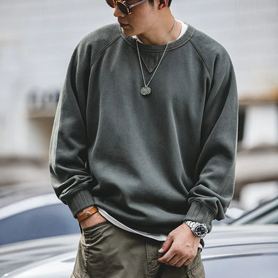 Maden Vintage Men's Hoodies Sweatshirt Oversize Male Loose Cotton Solid Thicken Warm Sweatshirts Casual Knitting Hoodied Clothes