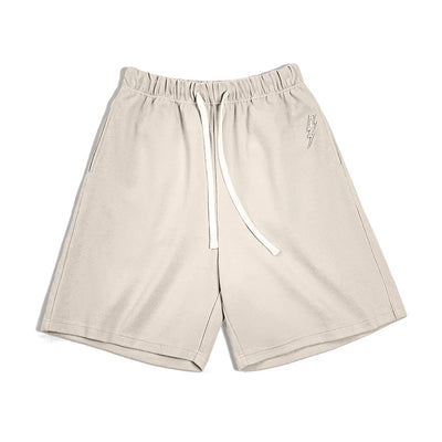 Maden Men's 340g Heavyweight Casual Shorts Knitted Breathable Summer Shorts with Lightning Embroidered Sport Gym Short Pants