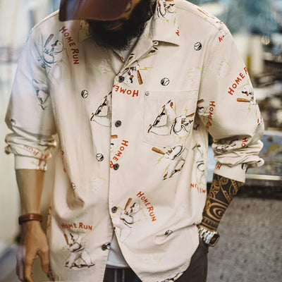 Camisa de Manga Larga de Corte Holgado Estilo Americano Traff