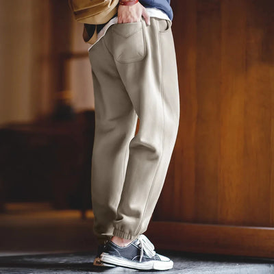 Maden Winter Fleece Sweatpants for Men Warm and Comfortable Solid Color Pants Drawstring Casual Trousers Men's Gray Pants