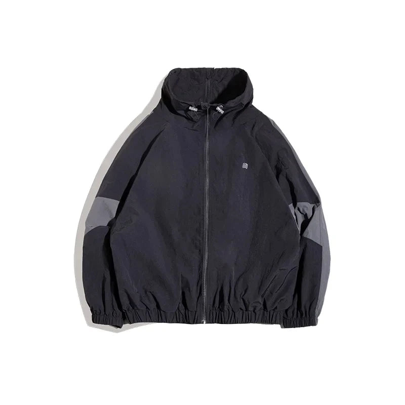 Maden Casual Detachable Double Zipper Patchwork Jackets Stand-up Collar Loose Fit Letter Jacket For Men's Spring and Fall Coat