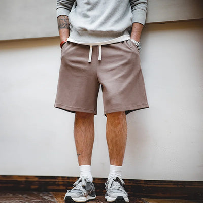 Maden Men's 340g Heavyweight Casual Shorts Knitted Breathable Summer Shorts with Lightning Embroidered Sport Gym Short Pants