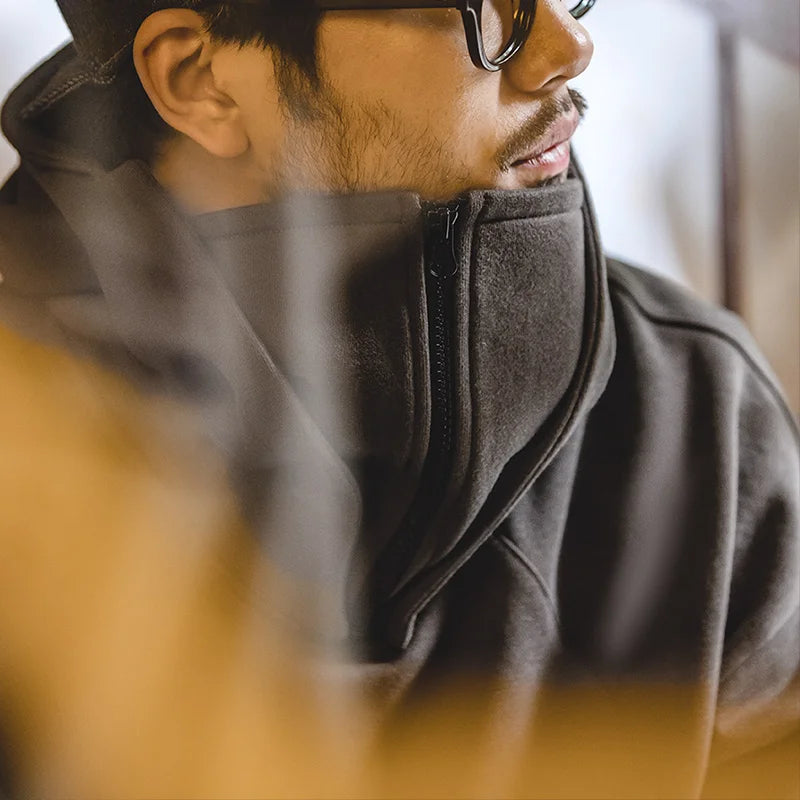 Maden American Sweater Mask Hoodie Zipper High Street Machine Coat Men's Autumn Casual Cityboy Special Design Pullover