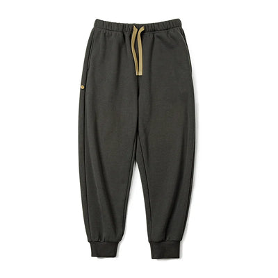 Maden Autumn and Winter Thickened Polar Fleece Sweatpants for Men Soft and Comfortable Pants Adjustable Woven Belt Totem Buttons