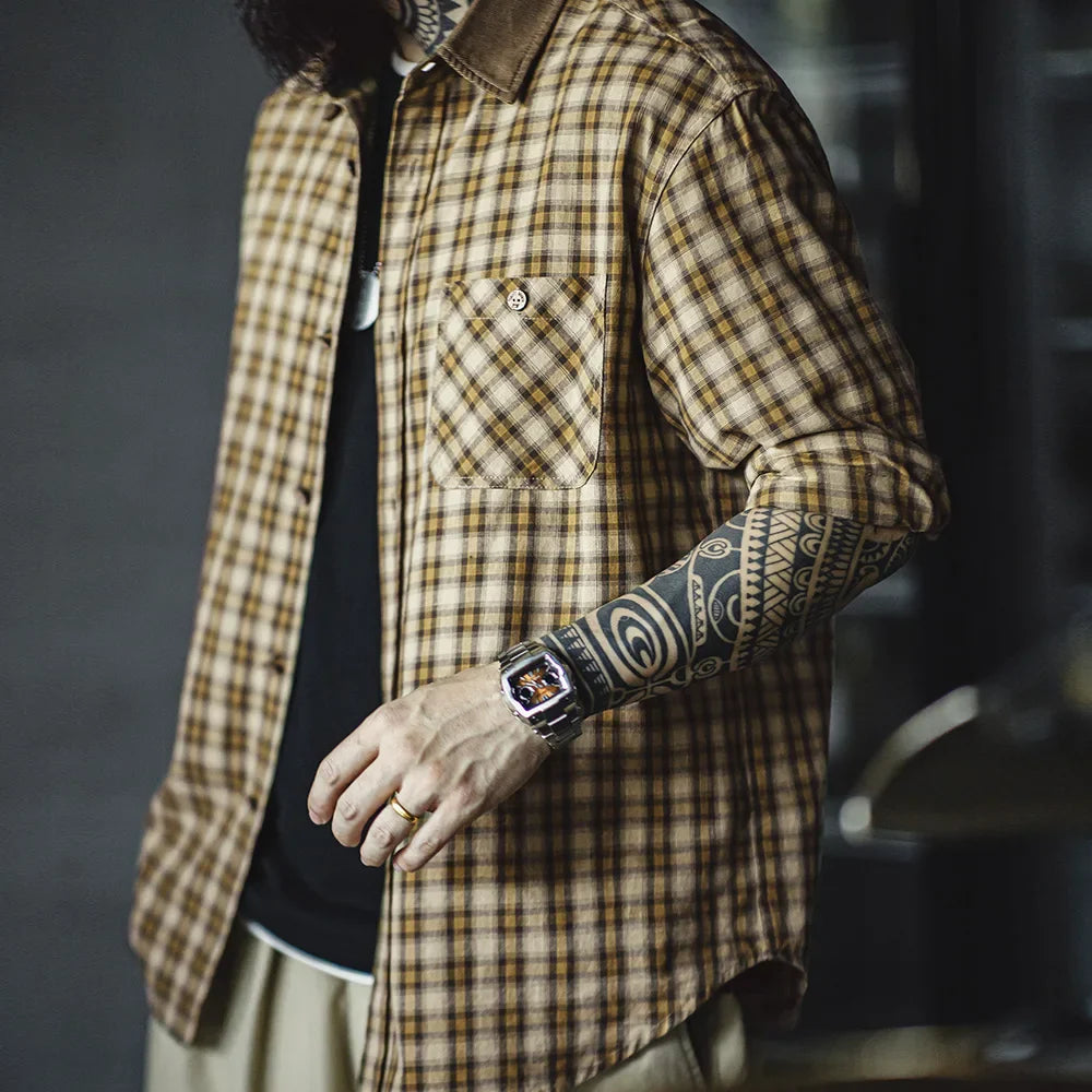 Camisa Traff Vintage de Diseño con Solapa de Pana