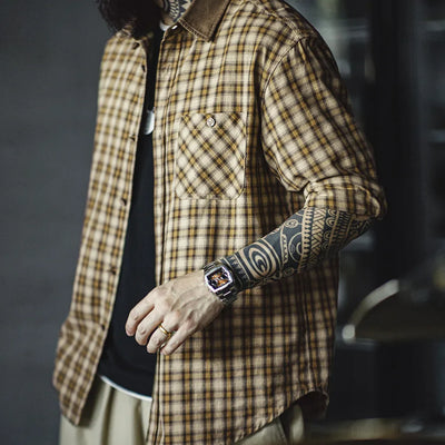 Camisa Traff Vintage de Diseño con Solapa de Pana