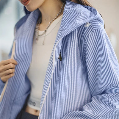 Sudadera con Capucha Traff Rayas Azules Corte Cómodo
