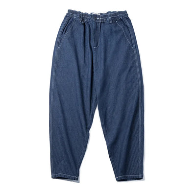 Maden Tapered Denim Jeans for Men Mid-waist Loose-fit Harem Pants Autumn Leisure Streetwear Blue Jeans YKK Metal Zippers