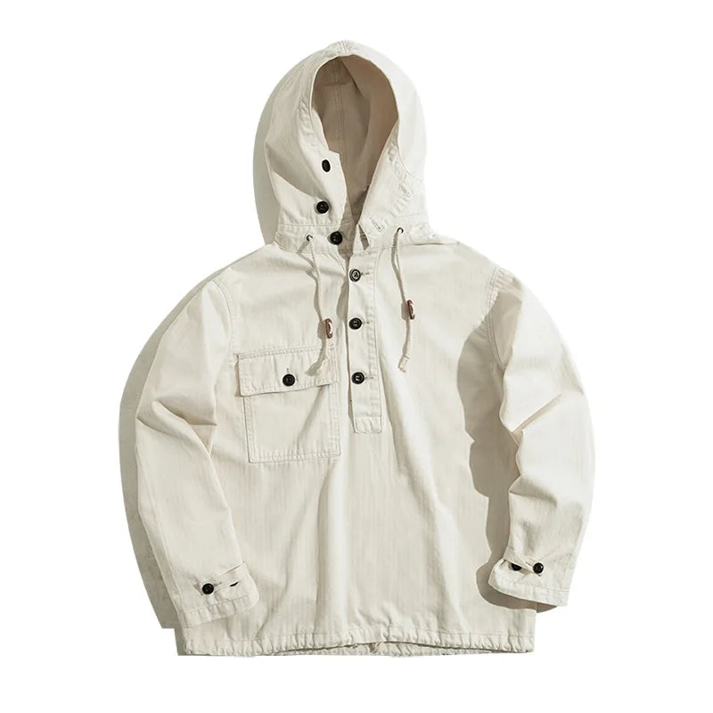 Maden American Retro Beige White Deck Suit Severe Weather Coat Charge Sweater Hoodie Men's Autumn