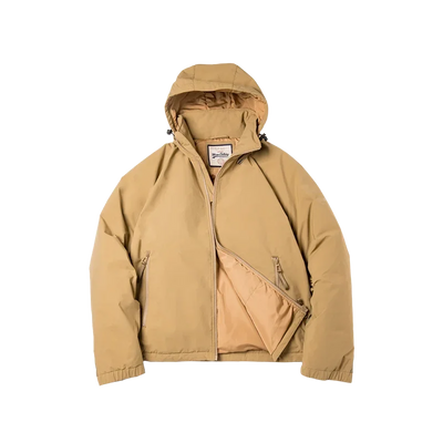 Maden Hooded Down Jacket for Men Winter Thickened Matte Glossy Fabric Parka Outdoor Warm Coat Versatile Outerwear Black Jacket