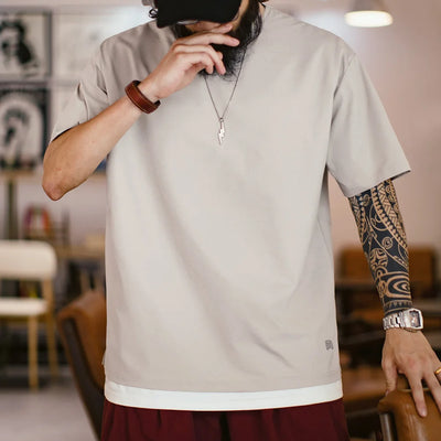 Maden Men's Quick-Dry UV Protection Short Sleeves T-Shirt UPF 50+ Anti-Bacterial Loose Fit Crew Neck Tee for Summer Outdoor Tops