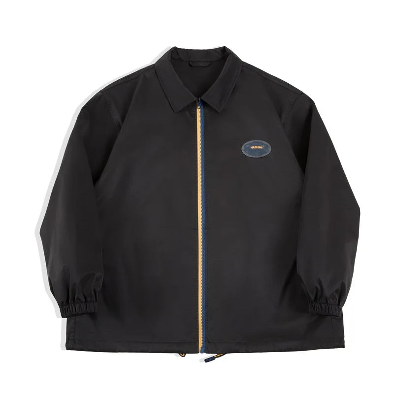 Maden Men Stadium Jackets Autumn Windproof and Wrinkle-resistant Coats Blue and Yellow Color Collision Zipper Streetwear Jackets