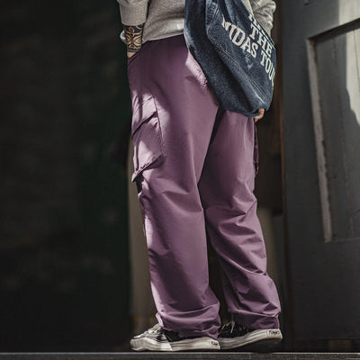 Maden Men's Outdoor Quick-Dry Cargo Pants Lightweight Water-Resistant Purple Hiking Trousers with Multi-Pockets Breathable Pants