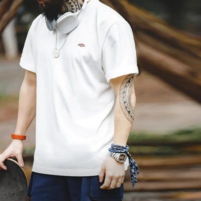 Maden Summer 100% Cotton Short Sleeve T-shirts for Men Color Change Lucky Flag Print Tees Casual Loose Fit White Tops