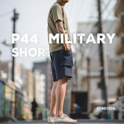 Maden Navy Blue P44 Cargo Joggers Shorts Men Loose Cotton Large Pocket Work Tactical Short Pants Amekaji Casual Knitted Shorts