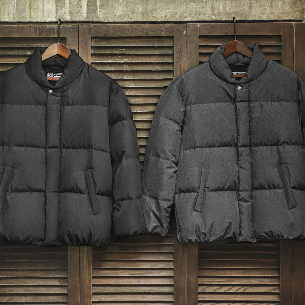 Maden Casual Stand-up Collar Down Jacket 90% White Duck Down Warm Loose Fit Versatile Solid Color Outerwear for Men Winter Coat