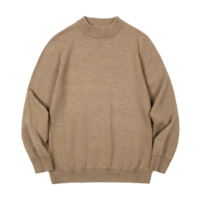 Maden Autumn Winter New Regular Fit 12 Gauge Sweater Men Half Turtleneck Pullovers Knitwear Solid Color Warm Bottom Shirt