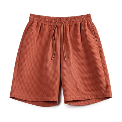 Maden Retro Profile Waffle Fabric Shorts Loose Straight Thin Breathable Elastic Waist Basketball Shorts for Men's Summer