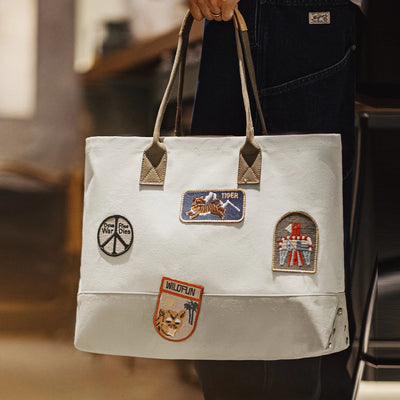 Maden New Vintage Embroidered Tote Bags Large-capacity Patchwork Handbag Versatile Single - shoulder Unisex Style White Bags