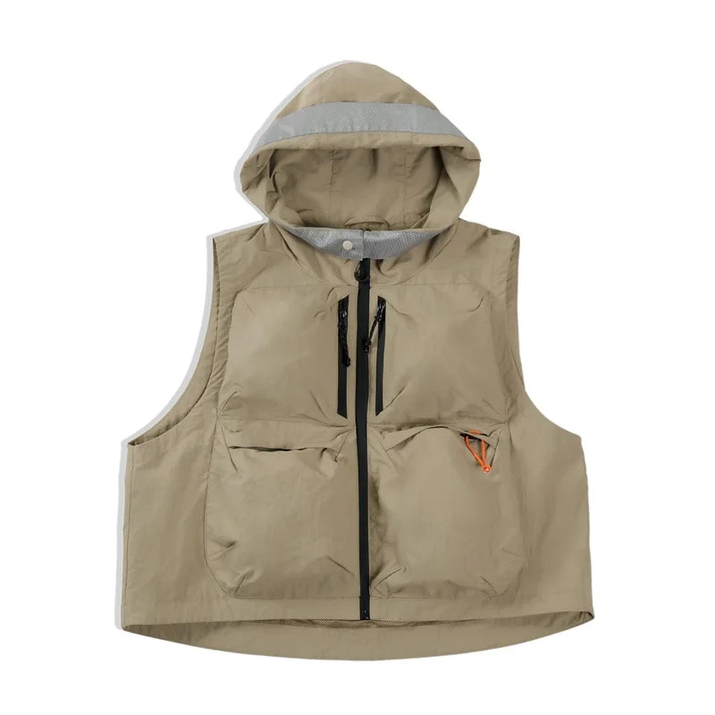 Maden Outdoor Quick Dry Men's Vest Multi-pocket Hooded Camping Fishing  Mountain Waistcoat Tactical Hunting Sleeveless Jackets