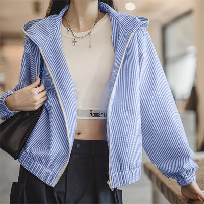 Sudadera con Capucha Traff Rayas Azules Corte Cómodo