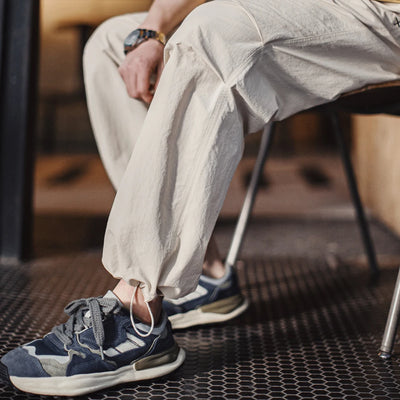 Maden New Vintage Wrinkled Paratrooper Pants Thin Elastic Waist Casual Straight Trousers for Men's Spring Versatile Sweatpants