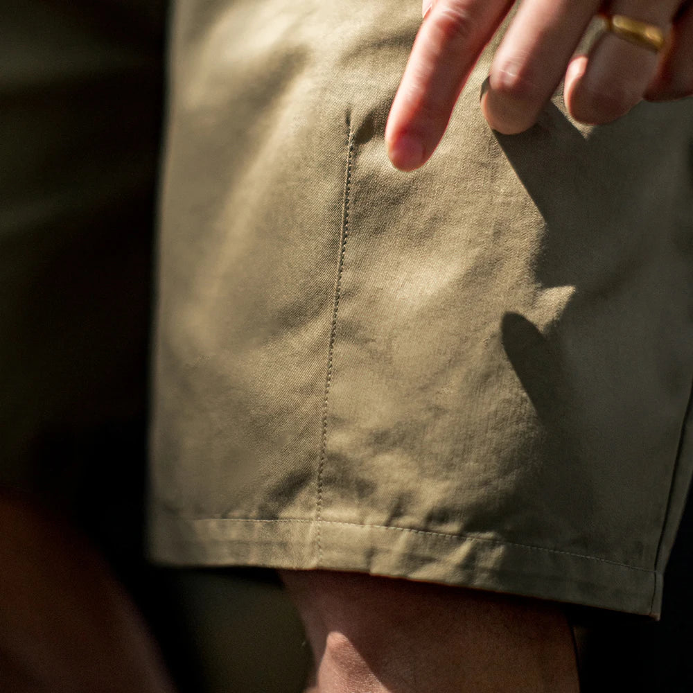 Maden Vintage Khaki Straight Leg Shorts Men's Summer Casual Drawstring Waist Office Shorts Loose Fit Elastic Waist Bottom