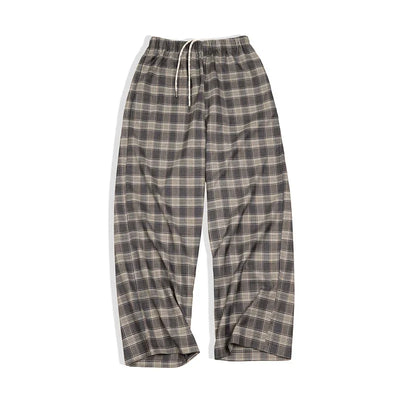 Traff Pantalones Casual Vintage de Cuadros Amplios