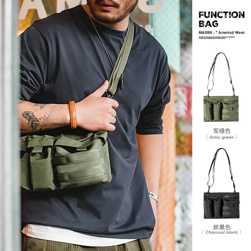 Maden 2023 New Japan Multi-Pocket Function Crossbody Bag Crossbody Outdoor Mountain Style Waist Bag Side Shoulder Men's Small