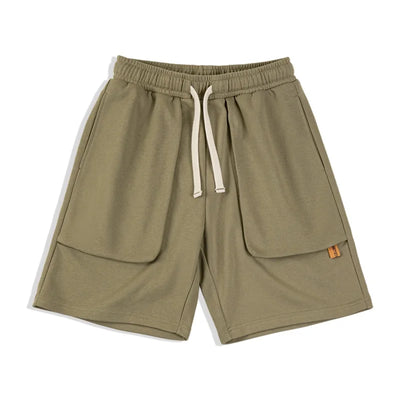 Maden Casual Heavyweight Knit Shorts for Men Straight Loose Large Pockets Sports Short Sweatpants Elastic Waist Athletic Shorts