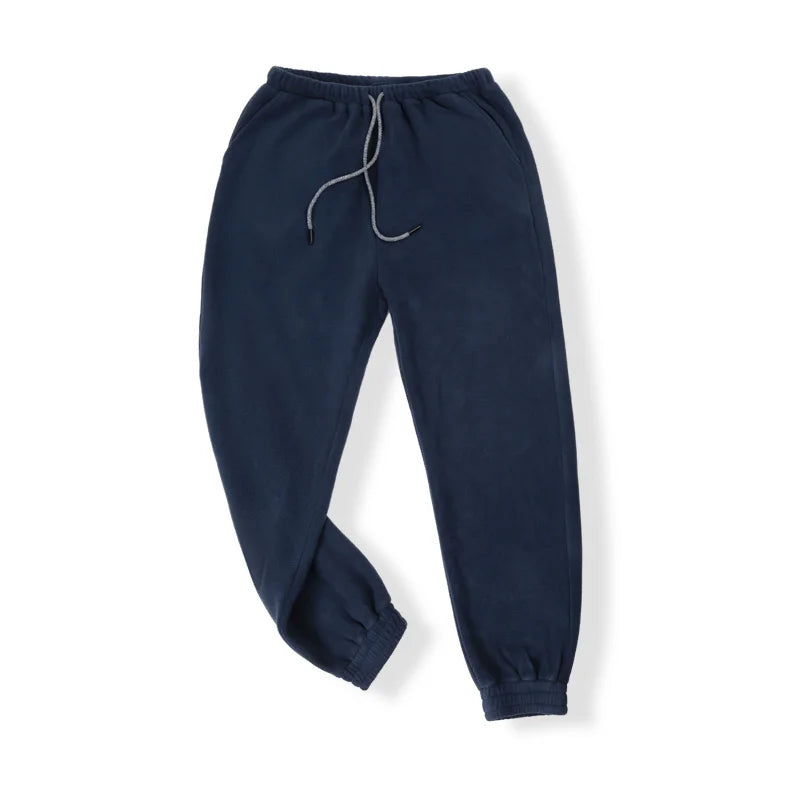 Maden Casual Fleece Leggings Elastic Waist Trousers For Warmth Versatile Knitted Pants Men's Sweatpants
